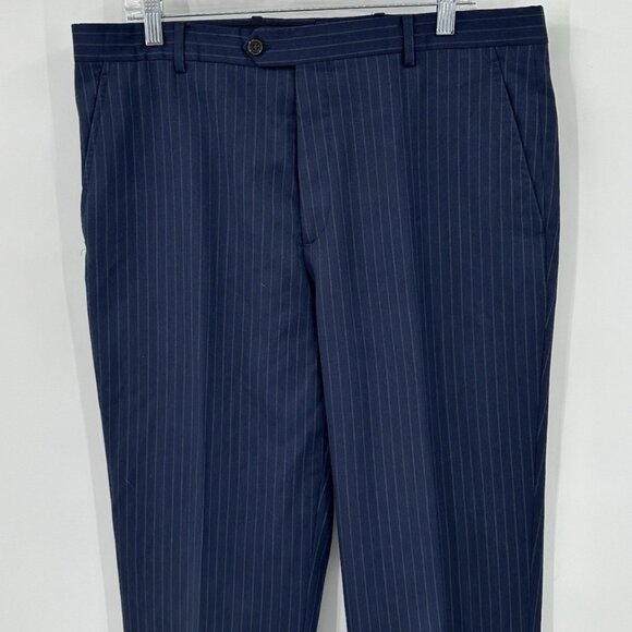 STAFFORD 2 piece suit separates pinstripe navy blue 100% wool classic 42L 36W - Picture 7 of 15